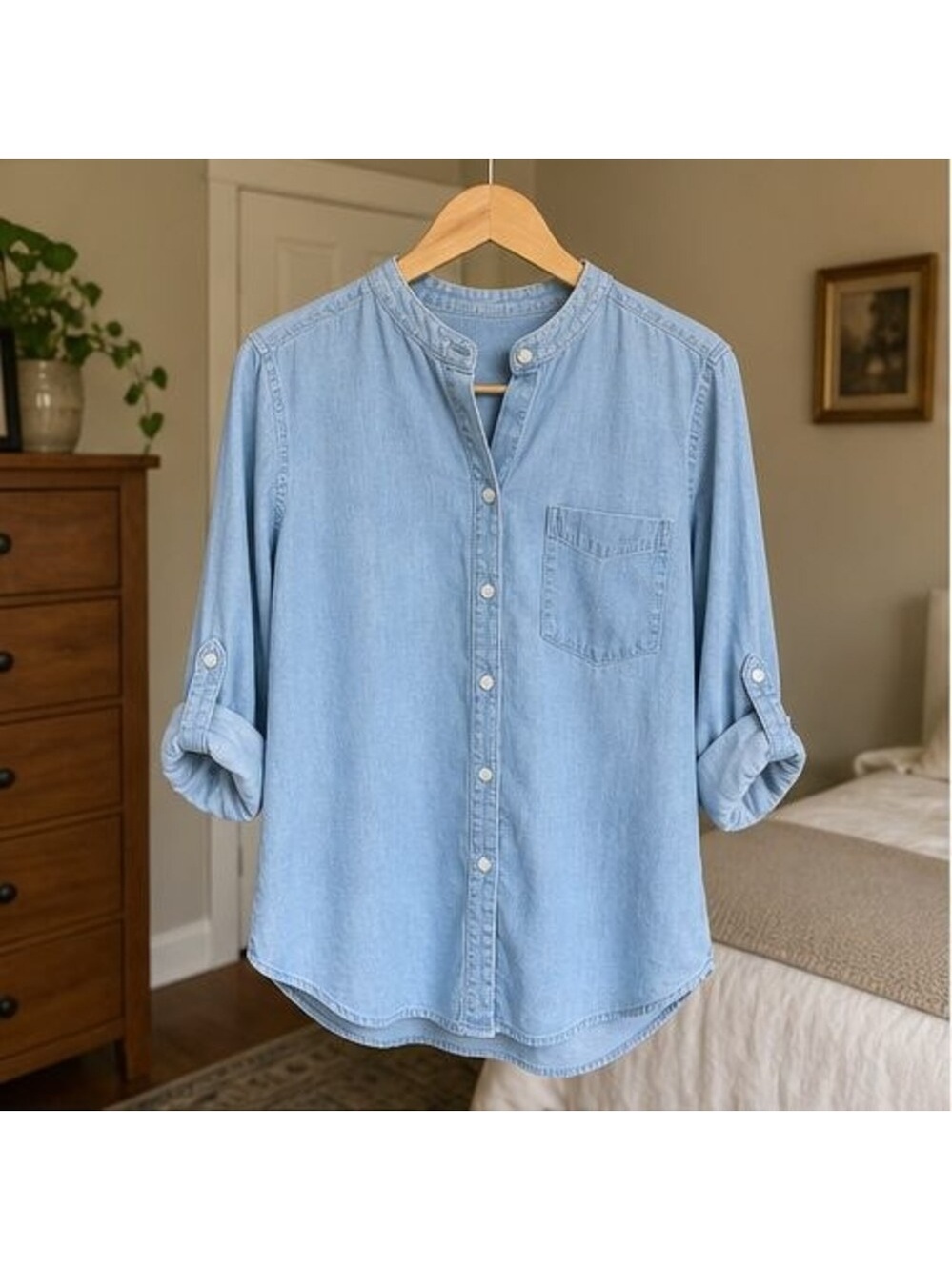 Blue Puff Sleeve Top